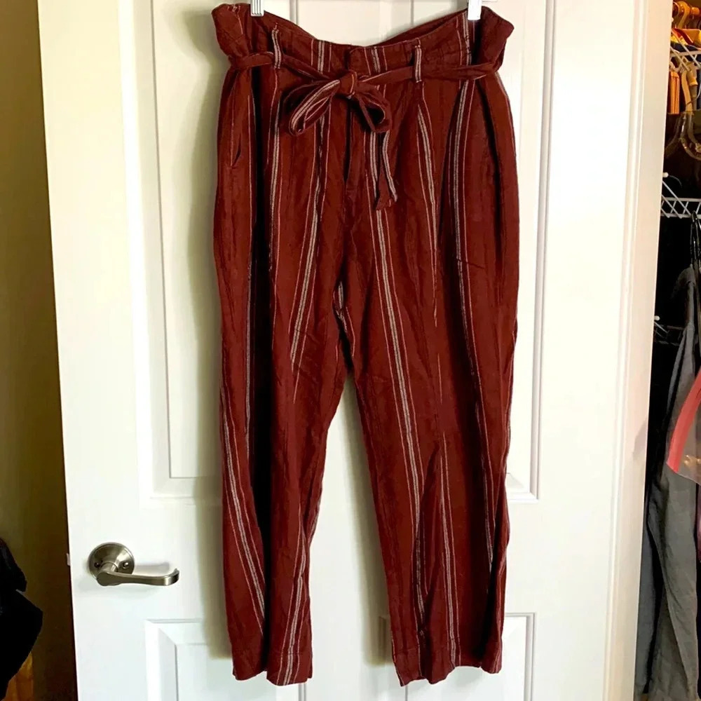 EUC women’s SANCTUARY brick With stripes wide leg cropped pants size 32